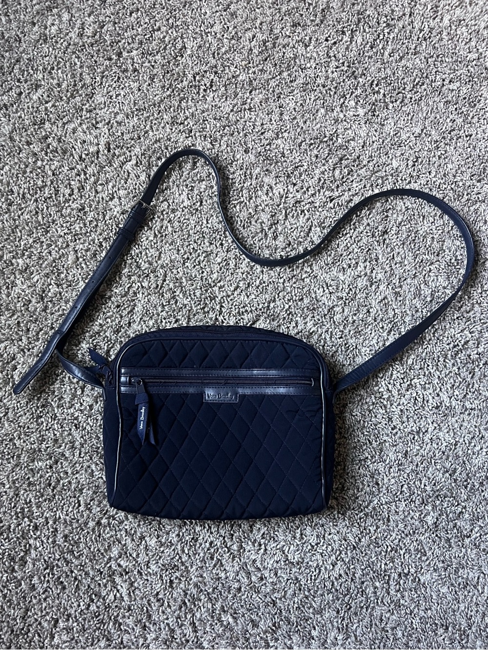 Vera Bradley Quilted Navy Crossbody Bag with Adjustable Strap